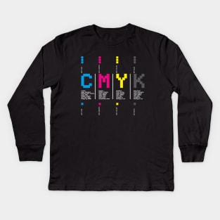 CMYK Color Typography Typeface Prepress Graphic Design Kids Long Sleeve T-Shirt